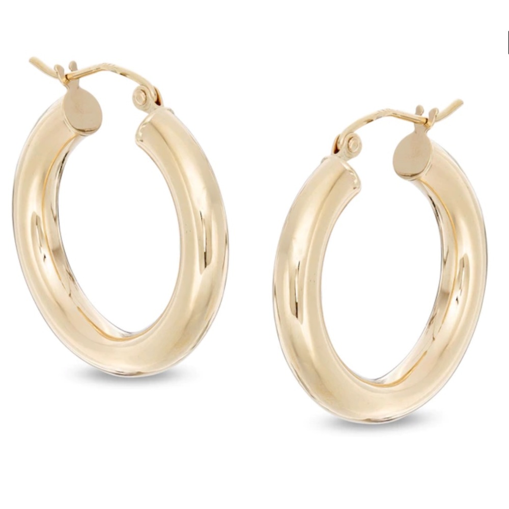 Solid gold tube hoop earrings